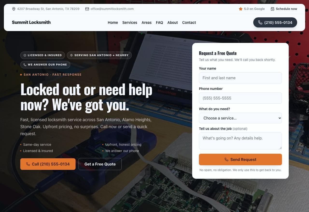 Summit Locksmith website